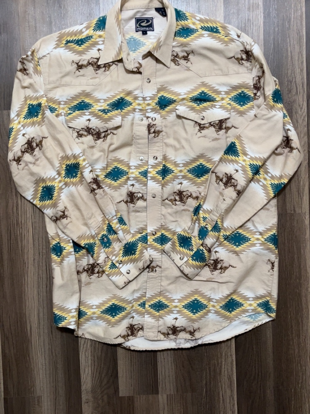 ROPER Mens Large Western Horse Riding Long Sleeve Shirt